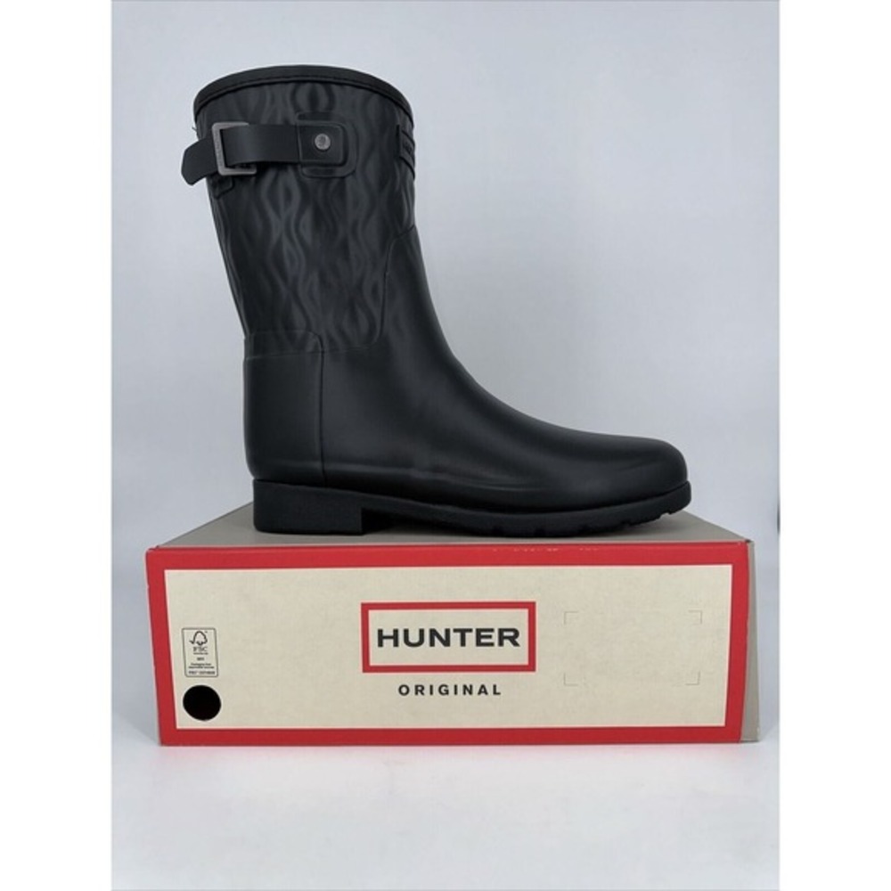 Hunter Original Refined Short Vertical Quilt Black Rain Boots US 8 WFS2238RMA - Picture 3 of 14